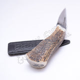 Stag Handle Stainless Steel Blade With Celtic Leather Sheath