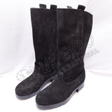 WWII Black Leather Rough Side Long Boots