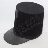 Plain Leather Black British Shako Hat Braid Brim Military Ceremonial Hat