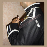 Highland Black Wool Doublet With Silver Braid