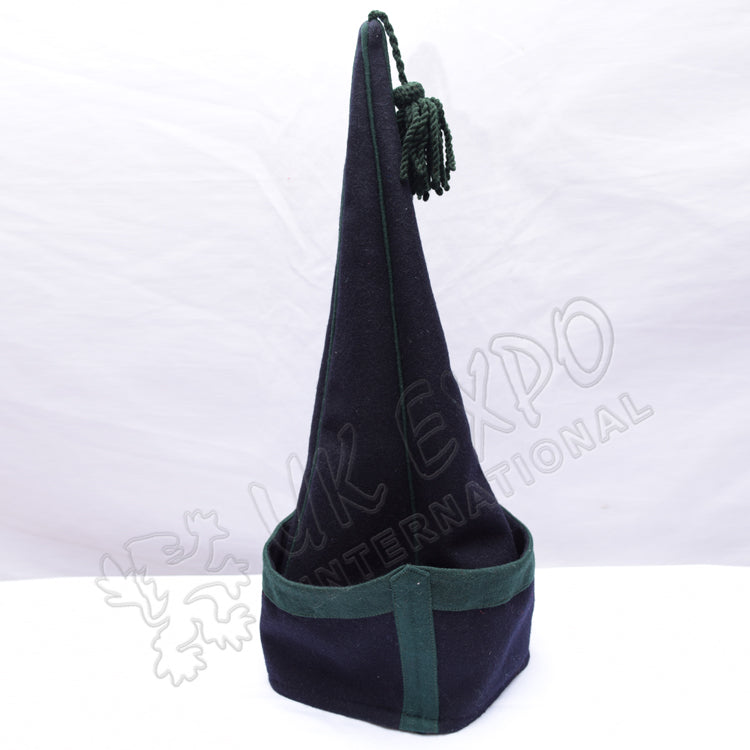Dark Blue & Green Wool Spanish Sleeve Cap