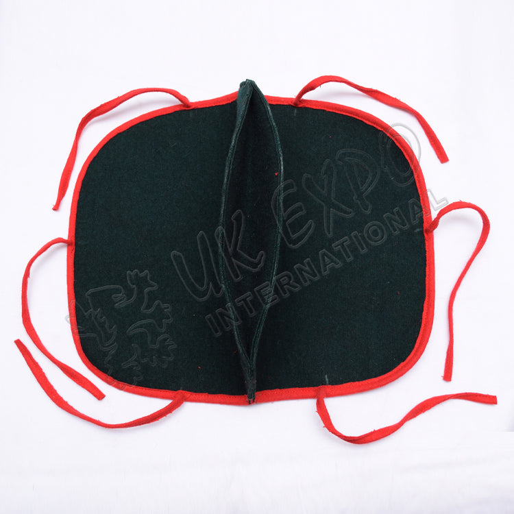 Dark Green Bicorn Hat with Red Piping