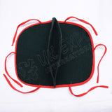 Dark Green Bicorn Hat with Red Piping