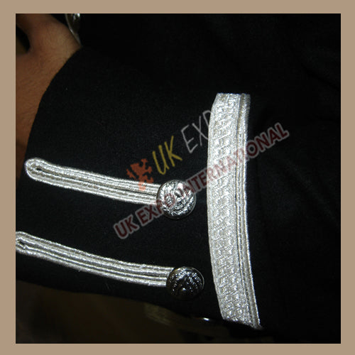 Highland Black Wool Doublet With Silver Braid