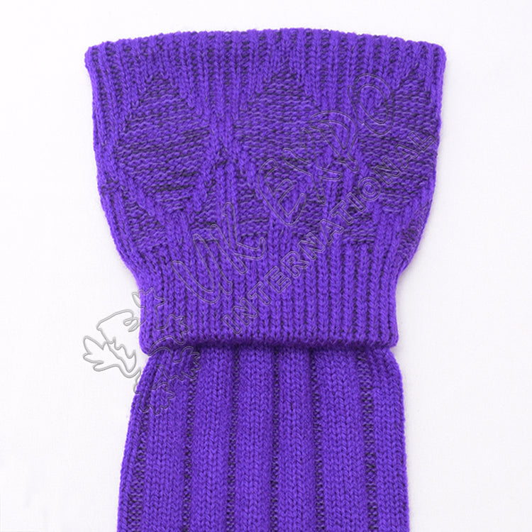 Rhombus Cuff Purple Color Kilt Woolen Socks