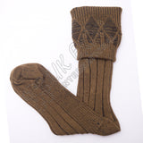 Rhombus Cuff Brown Color Kilt Woolen Socks