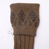 Rhombus Cuff Brown Color Kilt Woolen Socks
