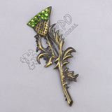 Scottish Flower With Leaf Stone Brass Antique Kilt Pin