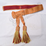 Gold & Red Bullion Bow Buckle Closure Ceremonial Military Sash