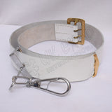 White Leather Drummer Belt with Brass Buckle