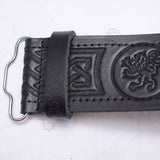 Rampart lion Belt with Scottish Celtic Embossed Leather Belt