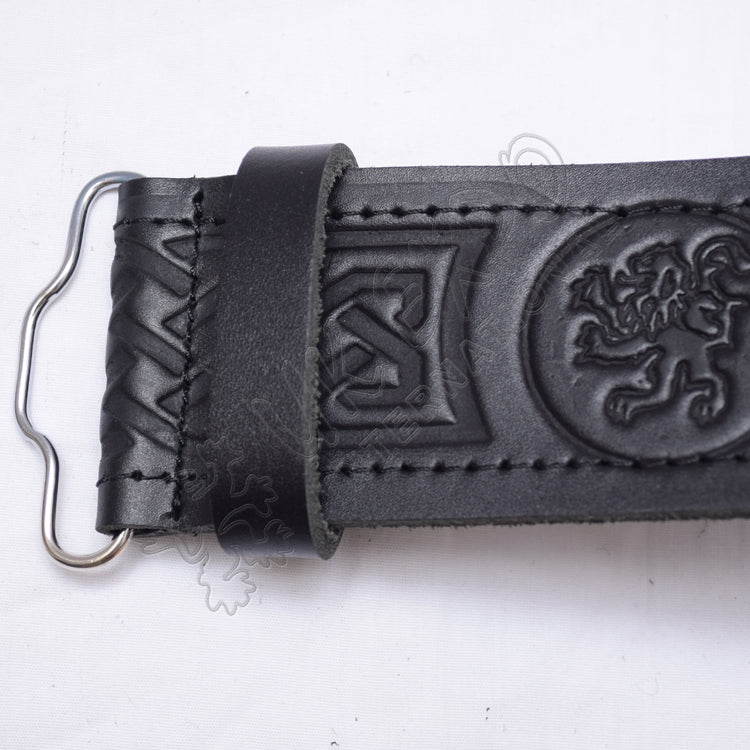 Rampart lion Belt with Scottish Celtic Embossed Leather Belt