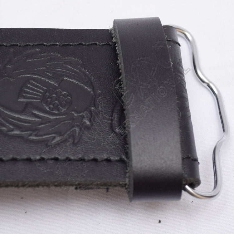 Scottish Leaf And Flower Embossed Leather Belt