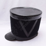 Black Leather Shako Hat Black Thread Military Hat