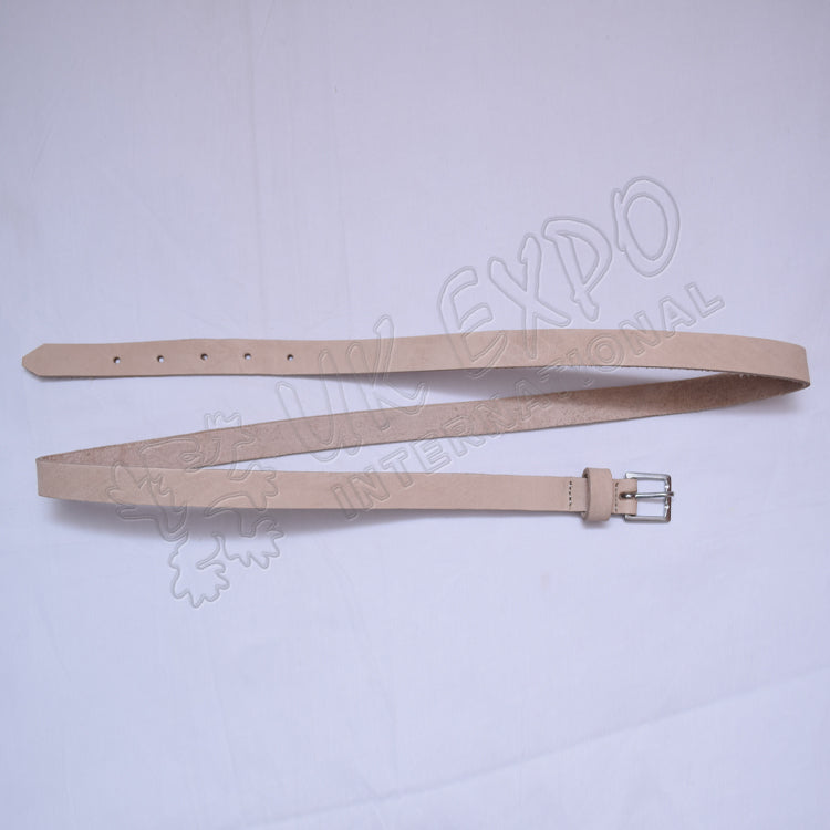 Cream Color Leather Belt Single Pin Buckle