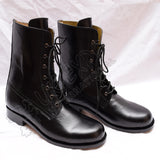 Handmade Black Leather Military Style Combat Boots