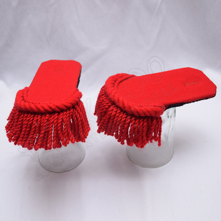 Red Wool Epaulettes Pair Military Shoulder Boards