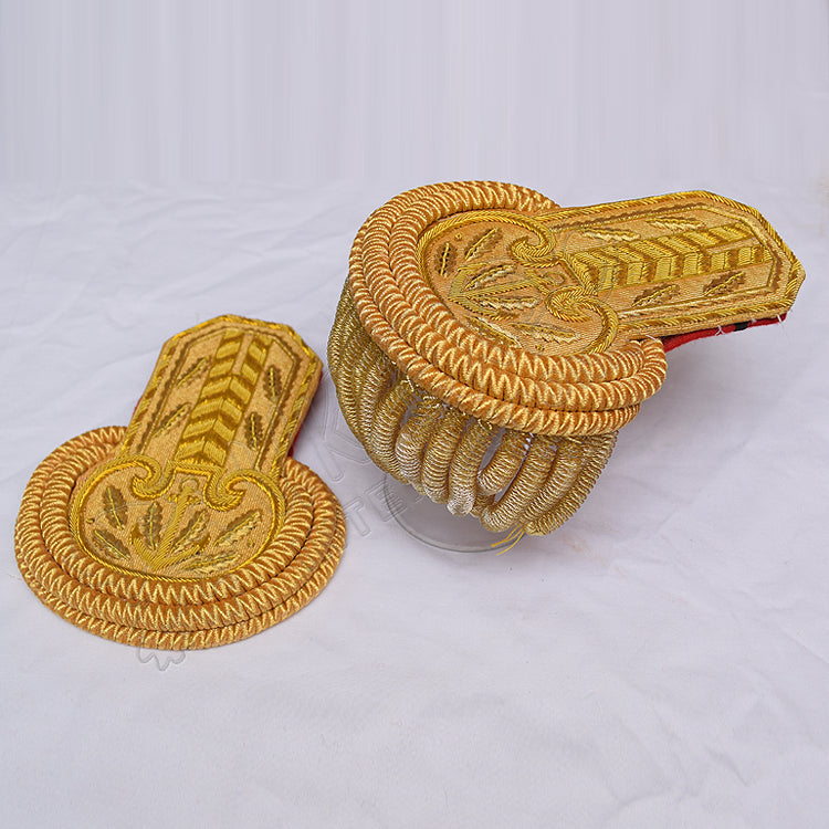 First Empire Colonel Epaulettes Brass Bullion Fringe Military Shoulder Boards