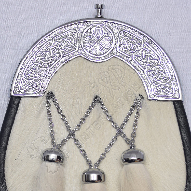 Shamrock White Goat Skin Sporran