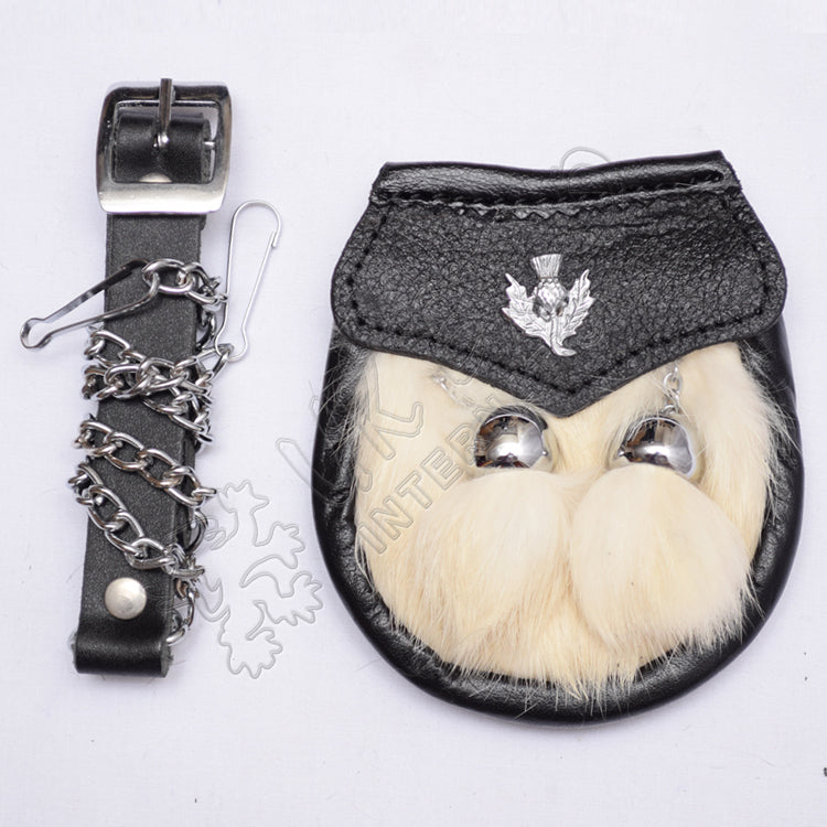 White Fur Black Leather Family Pack Sporrans