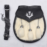 White Fur Black Leather Family Pack Sporrans