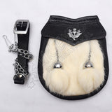 White Fur Black Leather Family Pack Sporrans