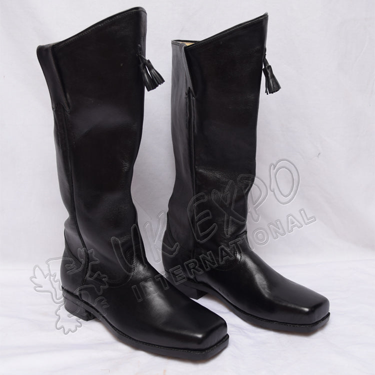 Civil War Cavalry Black Leather Boots