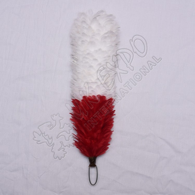 White And Red Color Hackle 11 Inch