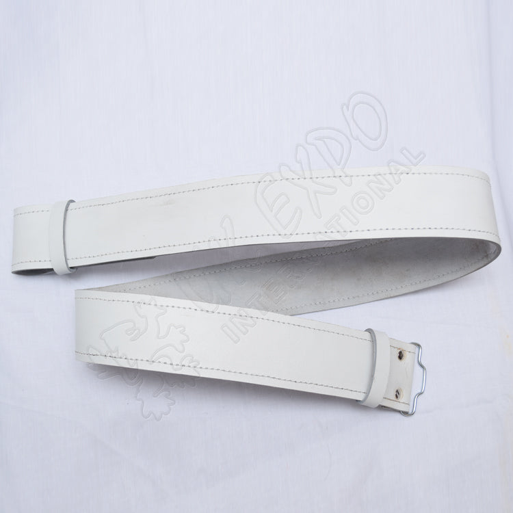 Kilt Waist Belt White Leather