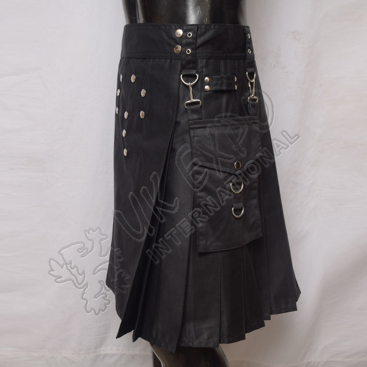 Modernized Black Utility Kilt