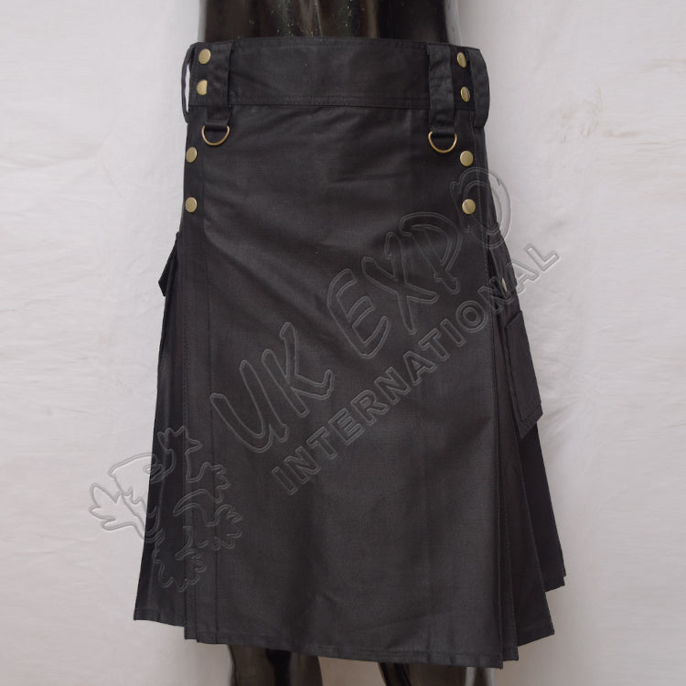 Black Cargo Utility Kilt