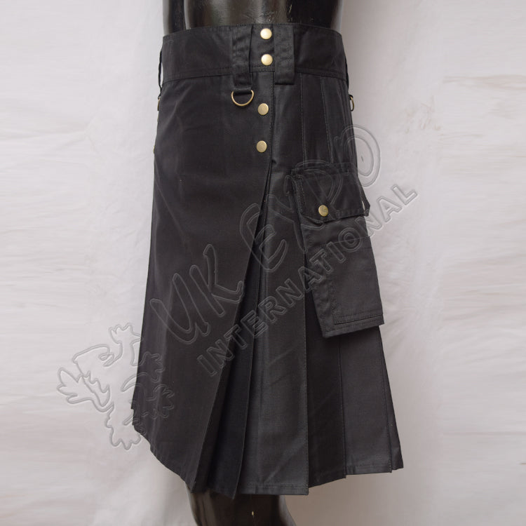 Black Cargo Utility Kilt