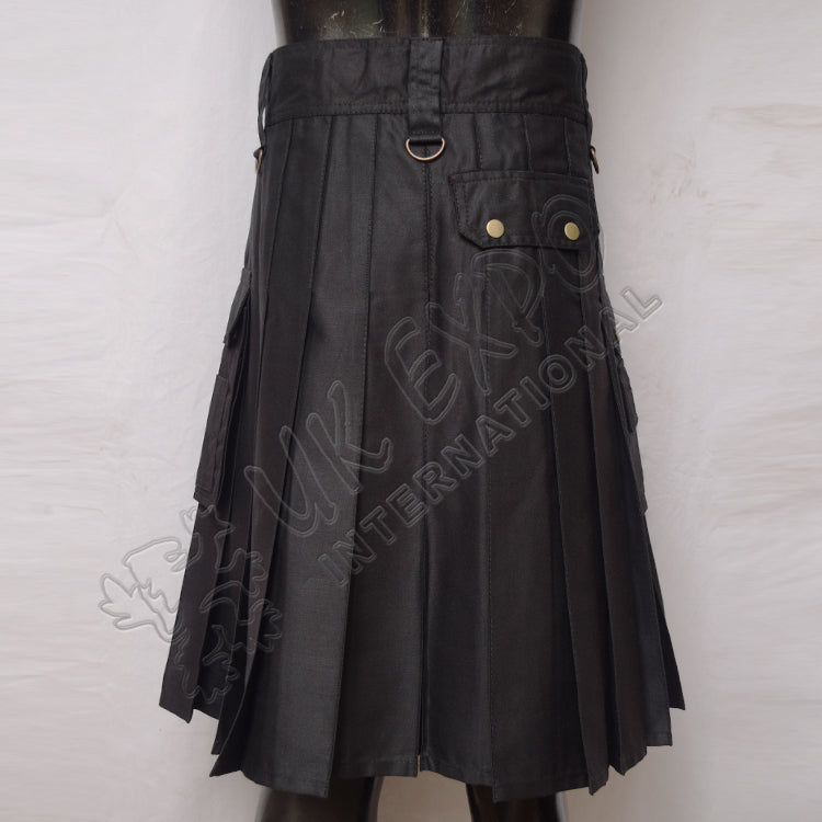 Black Cargo Utility Kilt