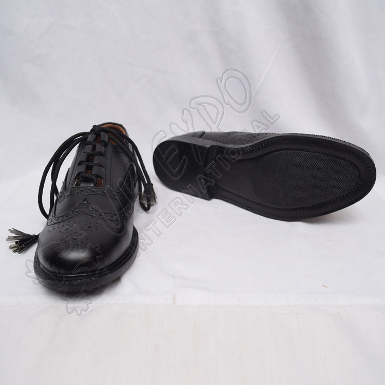 Black Ghillie Brogues PVC Dull Upper With Rubber Sole