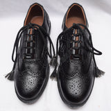 Black Ghillie Brogues PVC Dull Upper With Rubber Sole
