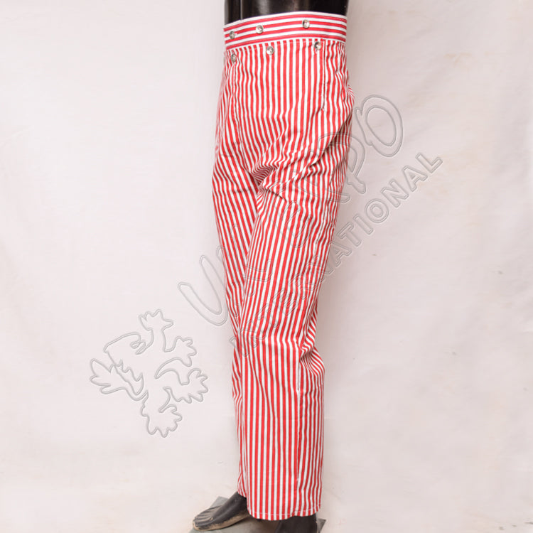 Civil War Red White Striped Cotton Trouser