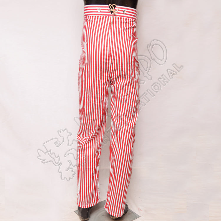 Civil War Red White Striped Cotton Trouser