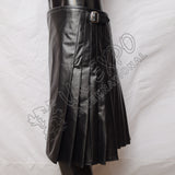 Fire Flame Black Leather Utility Kilt