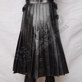 Fire Flame Black Leather Utility Kilt
