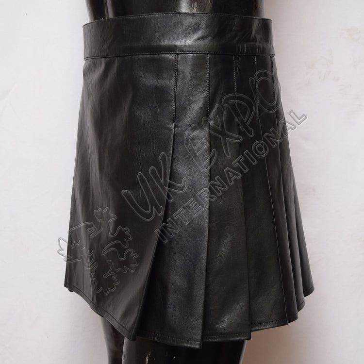 Black Leather Ladies Utility Kilt