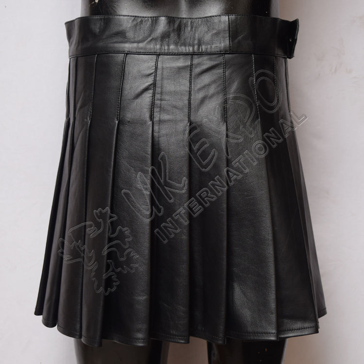 Black Leather Ladies Utility Kilt