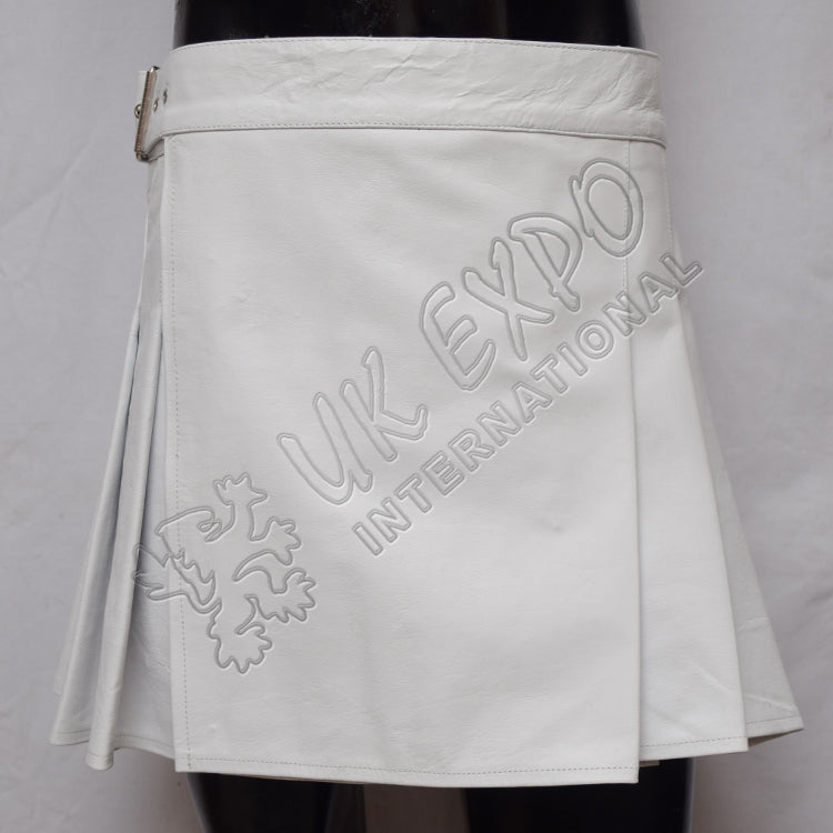 White Leather ladies Utility Kilt