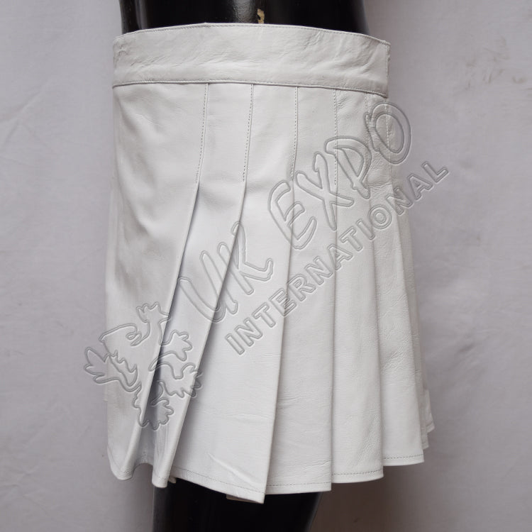 White Leather ladies Utility Kilt