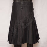 Black Color Sports Casual Cargo Style Utility Kilt