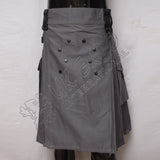 Grey Cotton Casual Sports Utility Kilt
