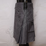 Grey Cotton Casual Sports Utility Kilt