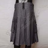 Grey Cotton Casual Sports Utility Kilt