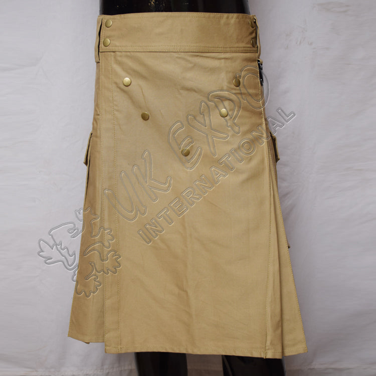 Men Khaki Utility Kilt