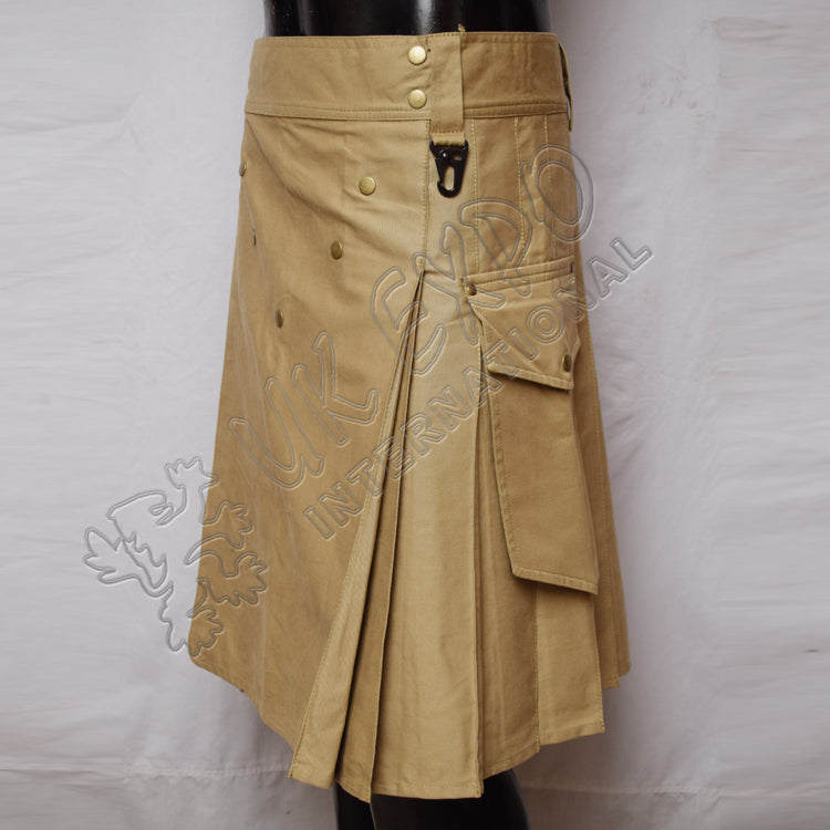 Men Khaki Utility Kilt