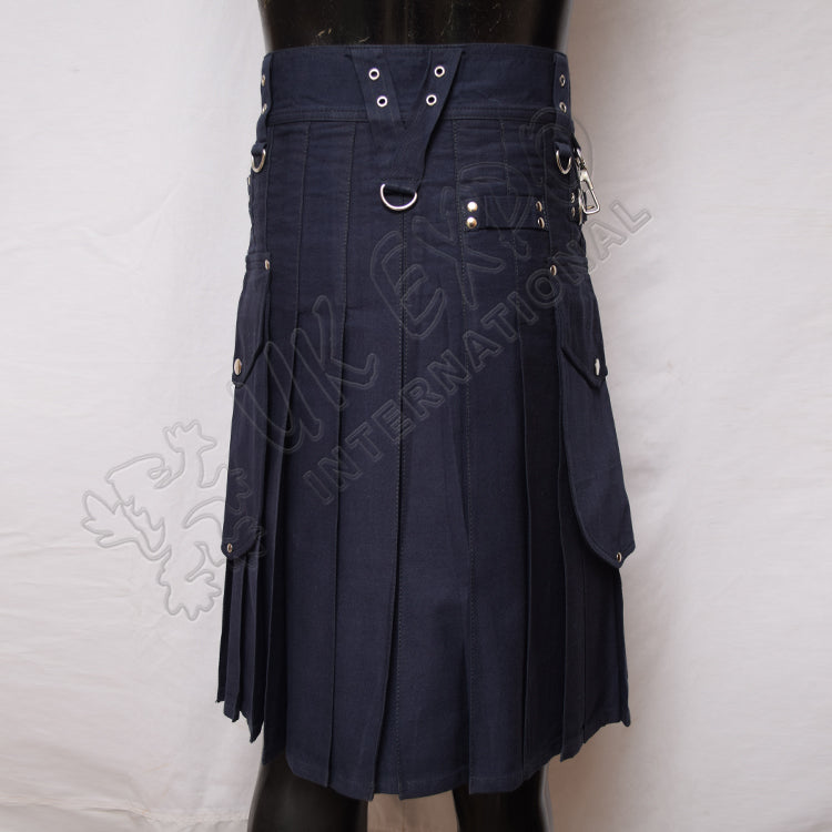 Navy Blue Sports Casual Utility Kilt